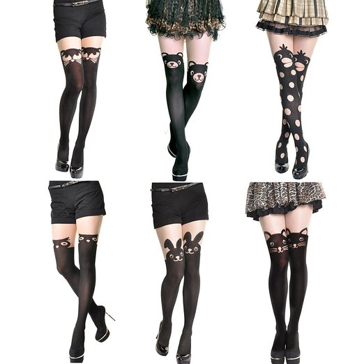 Angelina Womens Animal Pattern Faux Thigh High Pantyhose