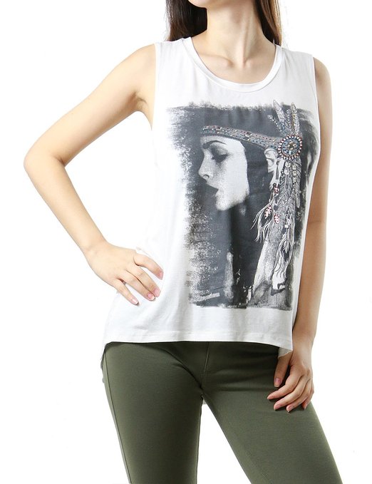 Female Indian Printed Fashion Muscle Tee Tank Top for Women