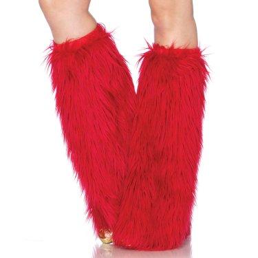 Furry Red Adult Leg Warmers