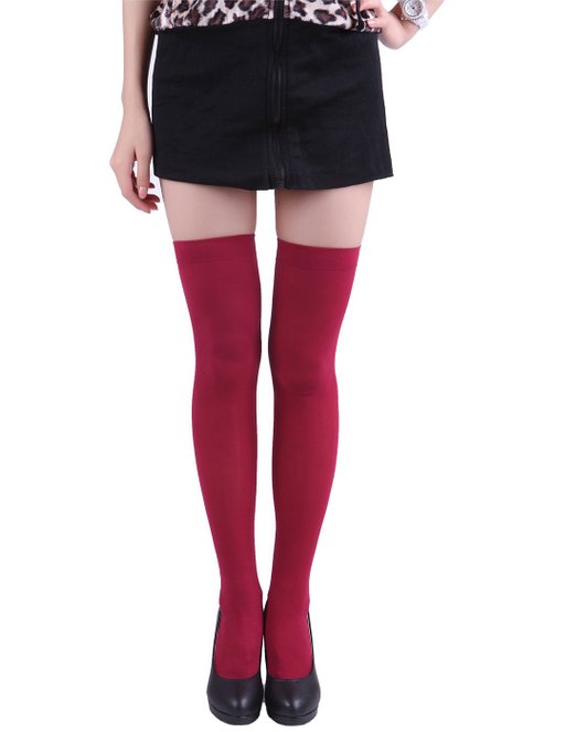 HDE Women's Solid Opaque Thigh-High Stockings Socks