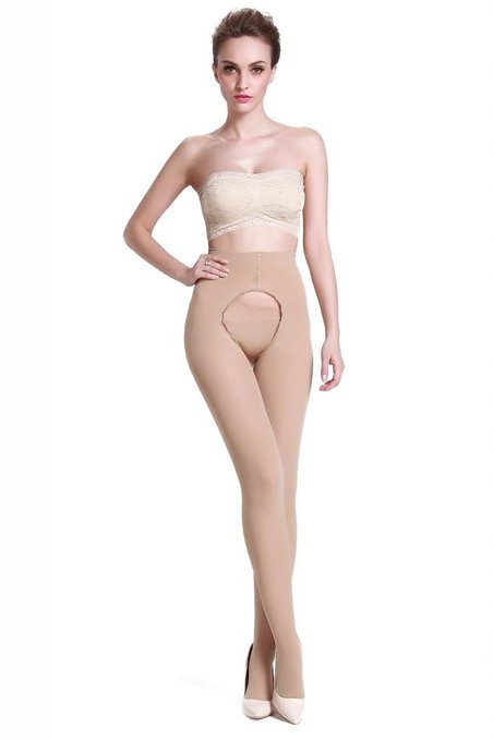 LANGSHA Women's 120 Denier Velvet Opaque Open Crotch pantyhose