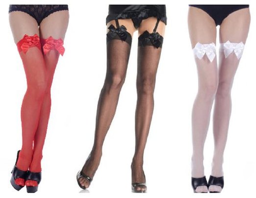 Leg Avenue Women's Sheer Thigh-High Stockings With Satin Bow