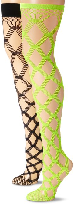 MUSIC LEGS Women's 2 Pack Multi Fence Net Thigh Hi