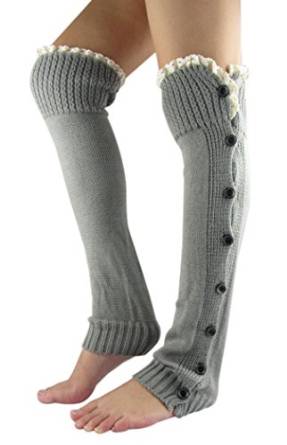 NOVAWO&reg; Women's Christmas High Knit Crochet Lace Leg Warmers