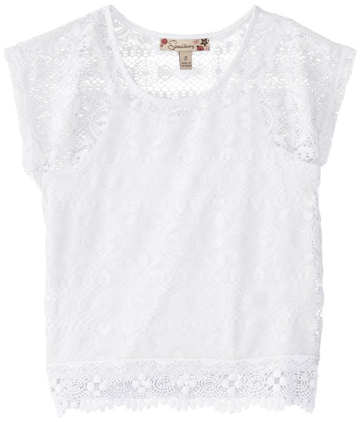 Speechless Big Girls' Lace and Crochet Boxy Top