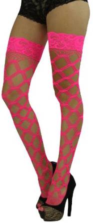 ToBeInStyle Women's Multi Fence Net Lace Trim Stocking