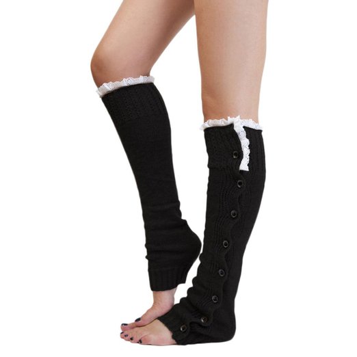 Voberry&reg;Women Knitted Leg Warmers Boot Legwarmers Lace Trim Legging Socks